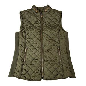 ZENANA Outfitters M Women Quilted Lined Sleeveless Zipper Vest Green Grandmacore